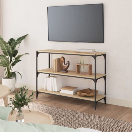 vidaXL Boekenkast 100x33x70,5 cm bewerkt hout en staal sonoma eiken afbeelding3 - 1