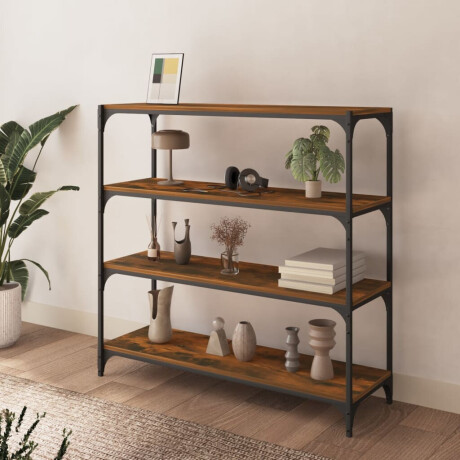 vidaXL Boekenkast 100x33x100 cm bewerkt hout en staal gerookt eiken afbeelding3 - 1