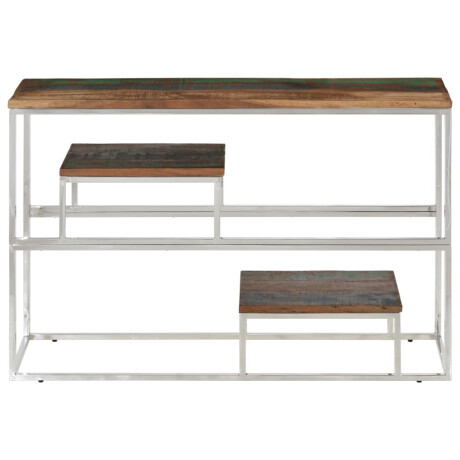 vidaXL Wandtafel roestvrij staal en massief gerecycled hout zilver afbeelding3 - 1