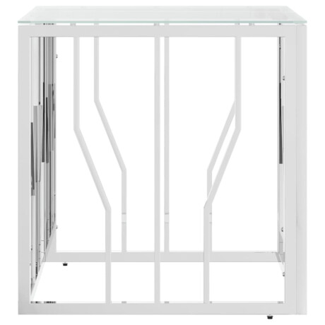 vidaXL Salontafel 50x50x50 cm roestvrij staal en glas zilverkleurig afbeelding3 - 1
