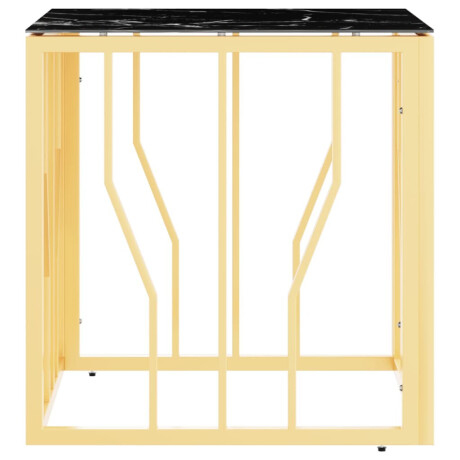 vidaXL Salontafel 50x50x50 cm roestvrij staal en glas goudkleurig afbeelding3 - 1