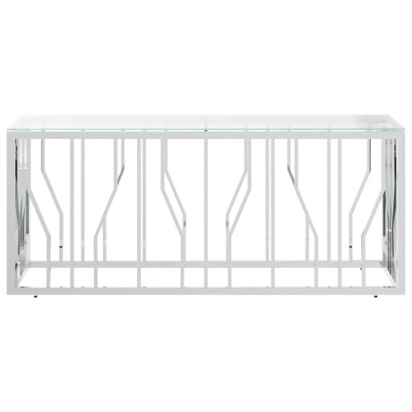 vidaXL Salontafel 110x45x45 cm roestvrij staal en glas afbeelding3 - 1