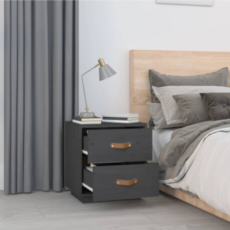 vidaXL Nachtkastje 40x34x45 cm massief grenenhout grijs afbeelding3 - 1