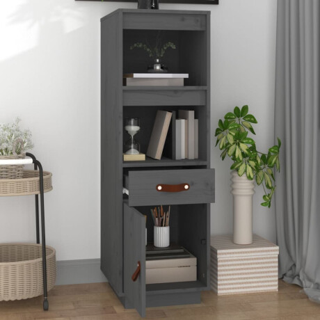 vidaXL Hoge kast 34x40x108,5 cm massief grenenhout grijs afbeelding3 - 1
