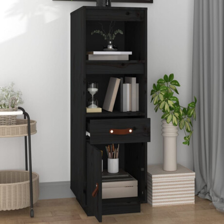 vidaXL Hoge kast 34x40x108,5 cm massief grenenhout zwart afbeelding3 - 1