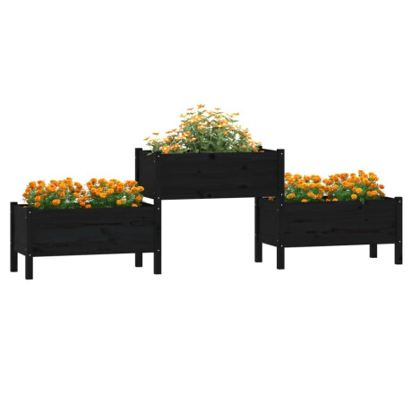 vidaXL Plantenbak 245,5x44x75 cm massief grenenhout zwart afbeelding3 - 1