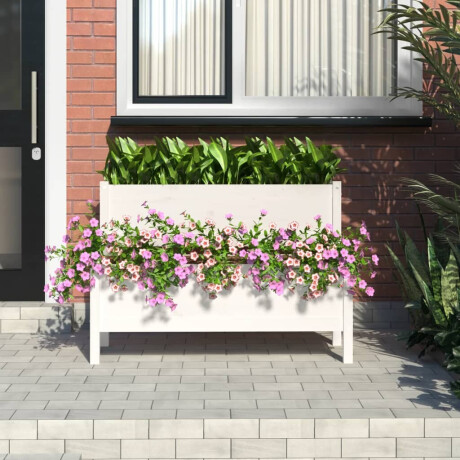 vidaXL Plantenbak 110x84x75 cm massief grenenhout wit afbeelding3 - 1