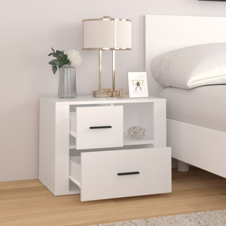 vidaXL Nachtkastje 60x36x45 cm bewerkt hout wit afbeelding3 - 1