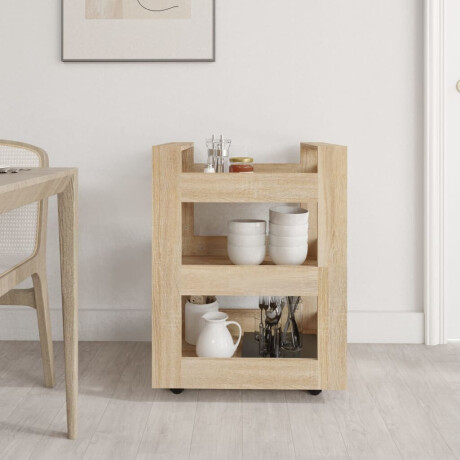 vidaXL Keukentrolley 60x45x80 cm bewerkt hout sonoma eikenkleurig afbeelding3 - 1