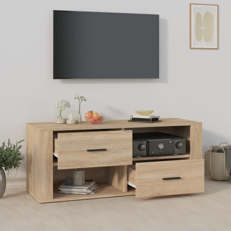 vidaXL Tv-meubel 100x35x40 cm bewerkt hout sonoma eikenkleurig afbeelding3 - 1