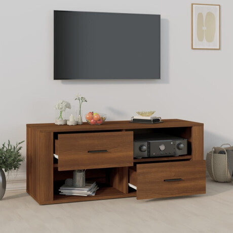 vidaXL Tv-meubel 100x35x40 cm bewerkt hout bruin eikenkleur afbeelding3 - 1
