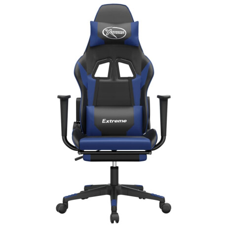 vidaXL Gamestoel met voetensteun kunstleer zwart en blauw afbeelding3 - 1