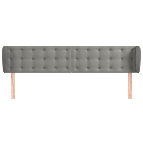 vidaXL Hoofdbord met randen 203x23x78/88 cm fluweel lichtgrijs afbeelding3 - 1