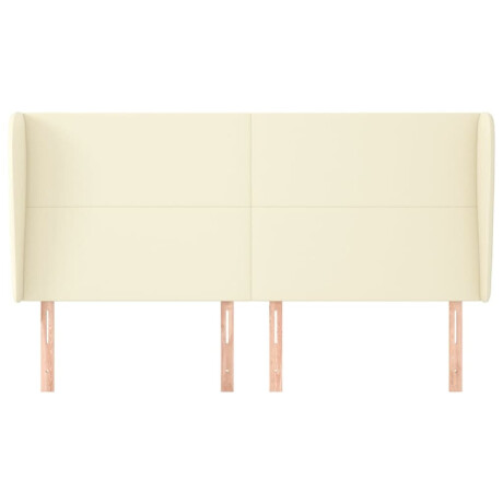 vidaXL Hoofdbord met randen 203x23x118/128 cm kunstleer crèmekleurig afbeelding3 - 1