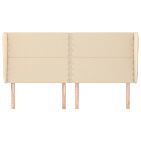 vidaXL Hoofdbord met randen 183x23x118/128 cm stof crèmekleurig afbeelding3 - 1