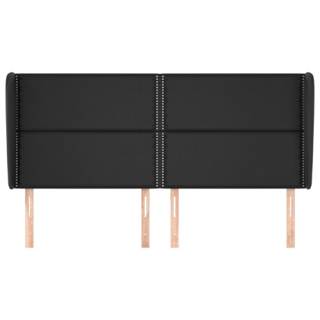 vidaXL Hoofdbord met randen 203x23x118/128 cm kunstleer zwart afbeelding3 - 1