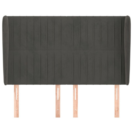 vidaXL Hoofdbord met randen 147x23x118/128 cm fluweel donkergrijs afbeelding3 - 1