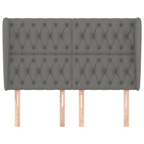vidaXL Hoofdbord met randen 163x23x118/128 cm stof donkergrijs afbeelding3 - 1