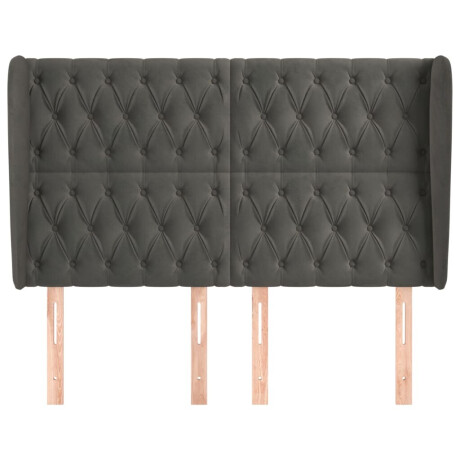 vidaXL Hoofdbord met randen 163x23x118/128 cm fluweel donkergrijs afbeelding3 - 1