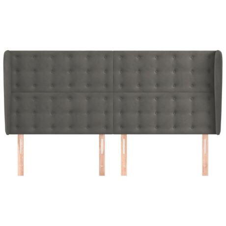 vidaXL Hoofdbord met randen 203x23x118/128 cm fluweel donkergrijs afbeelding3 - 1