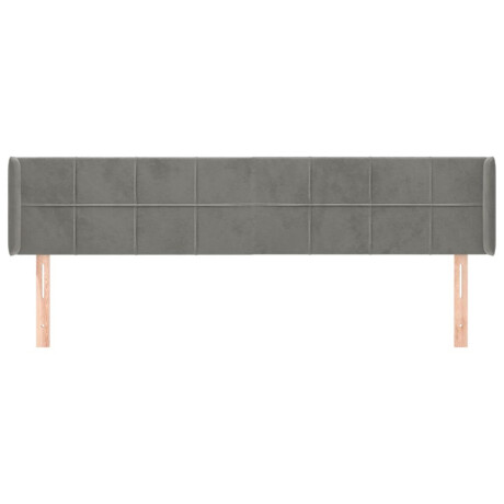 vidaXL Hoofdbord met randen 163x16x78/88 cm fluweel lichtgrijs afbeelding3 - 1