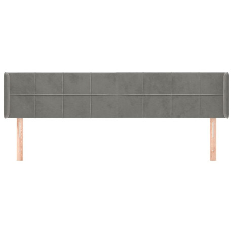vidaXL Hoofdbord met randen 183x16x78/88 cm fluweel lichtgrijs afbeelding3 - 1