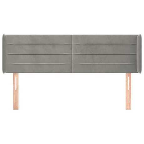 vidaXL Hoofdbord met randen 147x16x78/88 cm fluweel lichtgrijs afbeelding3 - 1