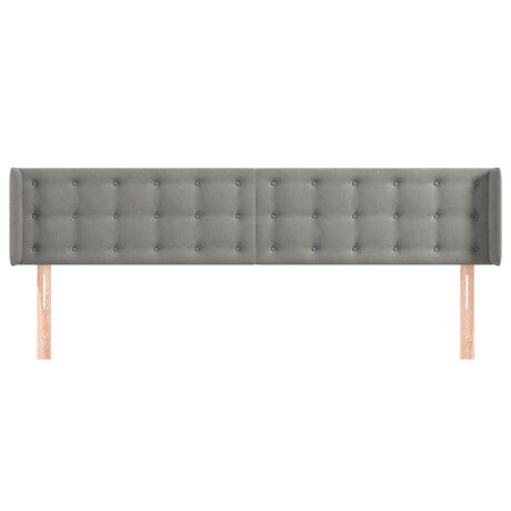 vidaXL Hoofdbord met randen 203x16x78/88 cm fluweel lichtgrijs afbeelding3 - 1