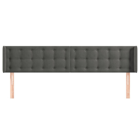 vidaXL Hoofdbord met randen 203x16x78/88 cm fluweel donkergrijs afbeelding3 - 1