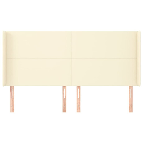 vidaXL Hoofdbord met randen 163x16x118/128 cm kunstleer crèmekleurig afbeelding3 - 1