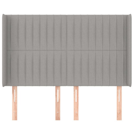 vidaXL Hoofdbord met randen 147x16x118/128 cm stof lichtgrijs afbeelding3 - 1