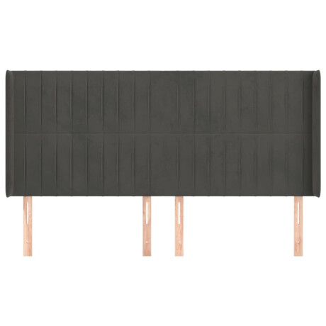 vidaXL Hoofdbord met randen 183x16x118/128 cm fluweel donkergrijs afbeelding3 - 1