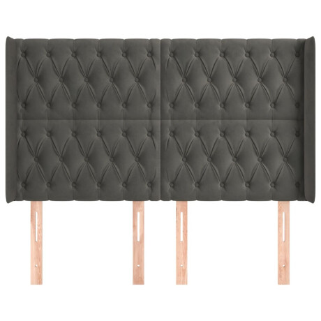 vidaXL Hoofdbord met randen 163x16x118/128 cm fluweel donkergrijs afbeelding3 - 1