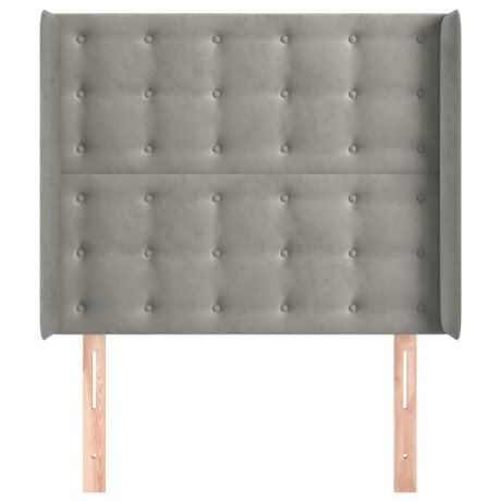 vidaXL Hoofdbord met randen 103x16x118/128 cm fluweel lichtgrijs afbeelding3 - 1