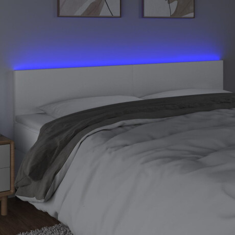 vidaXL Hoofdbord LED 200x5x78/88 cm kunstleer wit afbeelding3 - 1