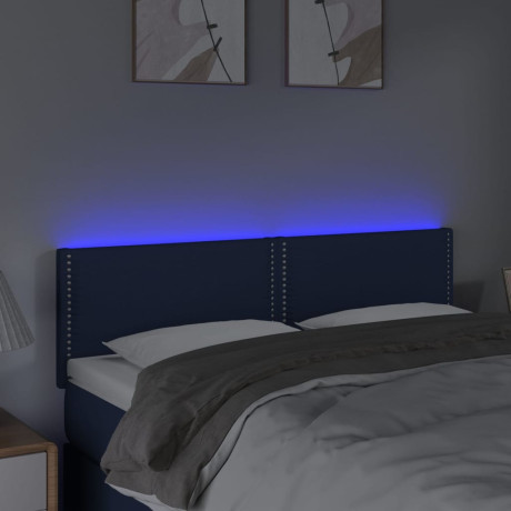 vidaXL Hoofdbord LED 144x5x78/88 cm stof blauw afbeelding3 - 1