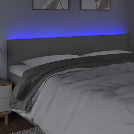 vidaXL Hoofdbord LED 160x5x78/88 cm kunstleer grijs afbeelding3 - 1