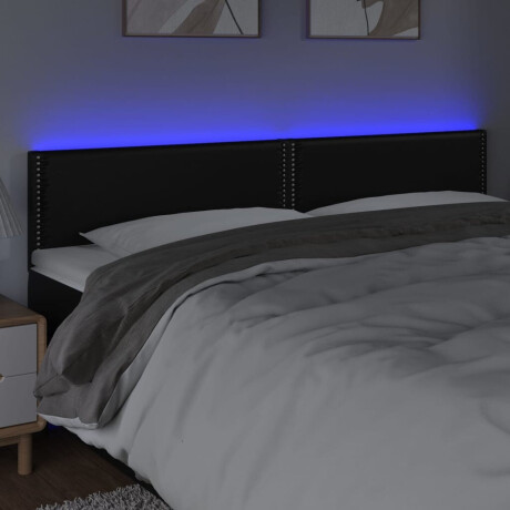 vidaXL Hoofdbord LED 200x5x78/88 cm kunstleer zwart afbeelding3 - 1