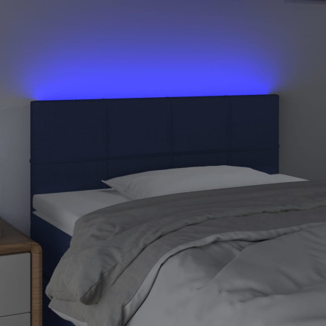 vidaXL Hoofdbord LED 100x5x78/88 cm stof blauw afbeelding3 - 1