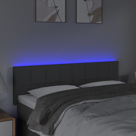 vidaXL Hoofdbord LED 144x5x78/88 cm stof donkergrijs afbeelding3 - 1