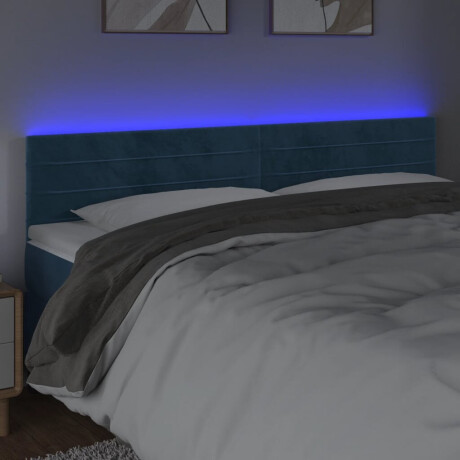 vidaXL Hoofdbord LED 160x5x78/88 cm fluweel donkerblauw afbeelding3 - 1