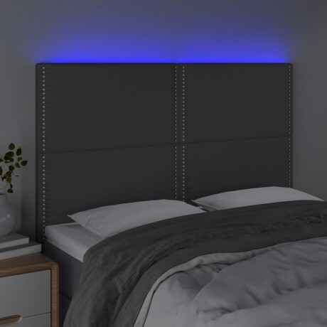vidaXL Hoofdbord LED 144x5x118/128 cm stof donkergrijs afbeelding3 - 1