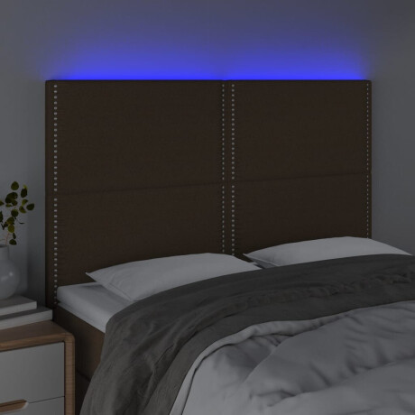 vidaXL Hoofdbord LED 144x5x118/128 cm stof donkerbruin afbeelding3 - 1