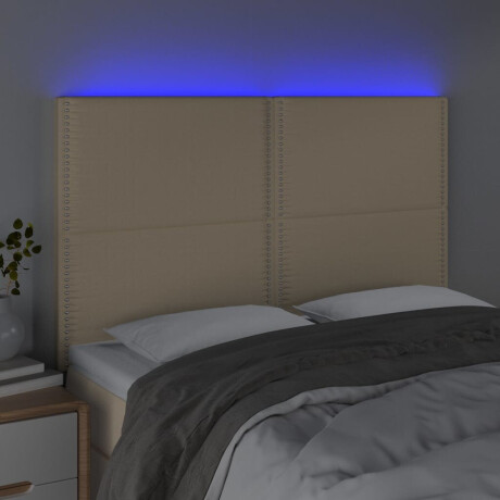 vidaXL Hoofdbord LED 144x5x118/128 cm stof crèmekleurig afbeelding3 - 1