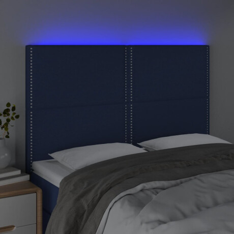vidaXL Hoofdbord LED 144x5x118/128 cm stof blauw afbeelding3 - 1