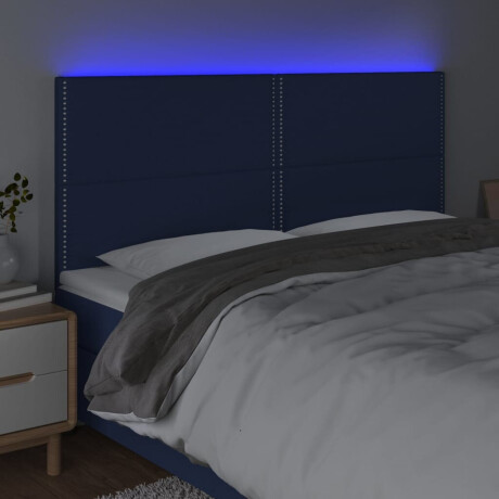 vidaXL Hoofdbord LED 200x5x118/128 cm stof blauw afbeelding3 - 1