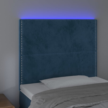 vidaXL Hoofdbord LED 100x5x118/128 cm fluweel donkerblauw afbeelding3 - 1