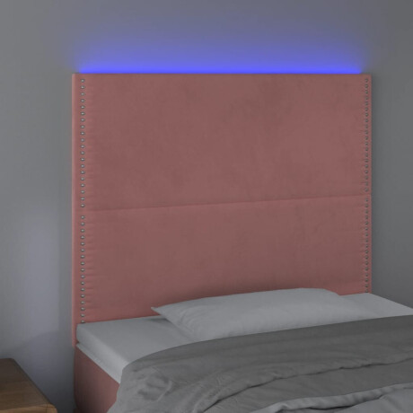 vidaXL Hoofdbord LED 100x5x118/128 cm fluweel roze afbeelding3 - 1