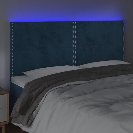 vidaXL Hoofdbord LED 200x5x118/128 cm fluweel donkerblauw afbeelding3 - 1