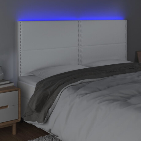 vidaXL Hoofdbord LED 180x5x118/128 cm kunstleer wit afbeelding3 - 1